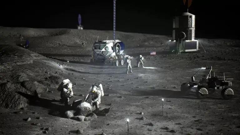 A lunar base is proposed to be established as a launch point for missions to Mars.